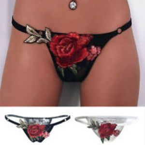 Black Panties with roses L103